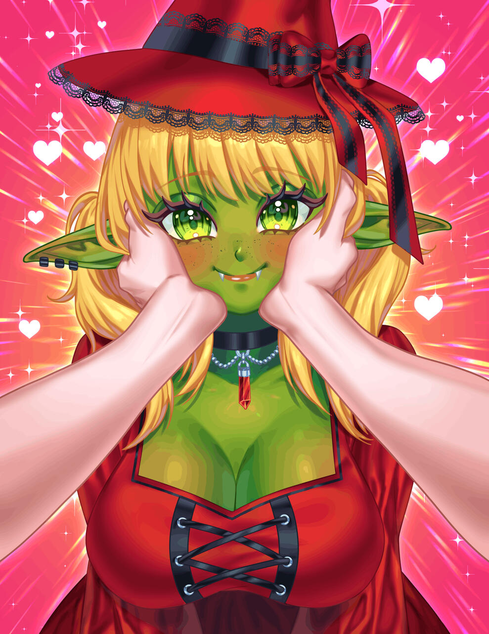 This is the logo for Belch the Goblin, a VTuber. The logo consists of Belch's name in a bright green bubble font with two goblin ears sticking out of the sides. Brown mud is dripping from all of the letters and a pink witches hat sits atop the letter H in