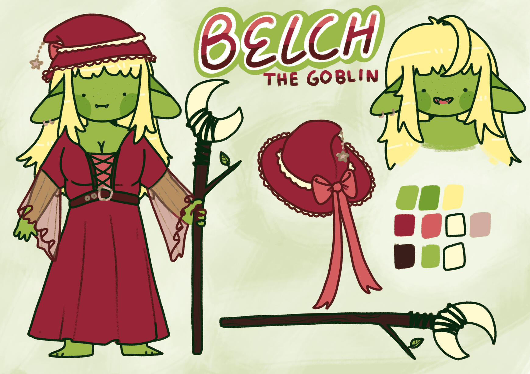 Belch Full Logo This is the logo for Belch the Goblin, a VTuber. The logo consists of Belch's name in a bright green bubble font with two goblin ears sticking out of the sides. Brown mud is dripping from all of the letters and a pink witches hat sits atop the letter H in
